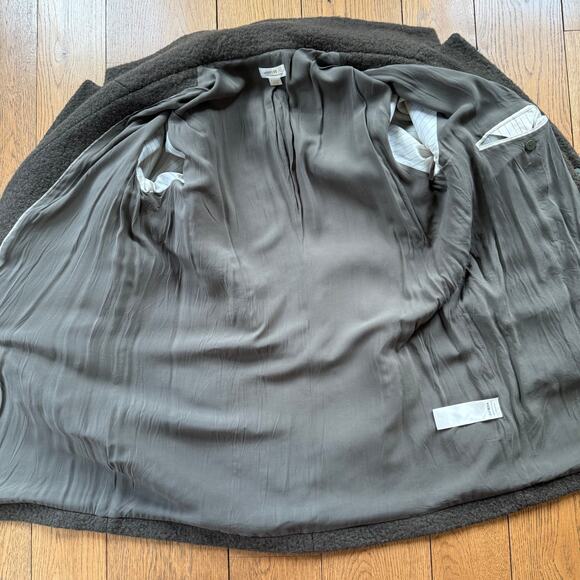 Maeve by Anthropologie Oversized Boucle Pea Coat SZ XL Brown Olive Wool Blend - Picture 9 of 12